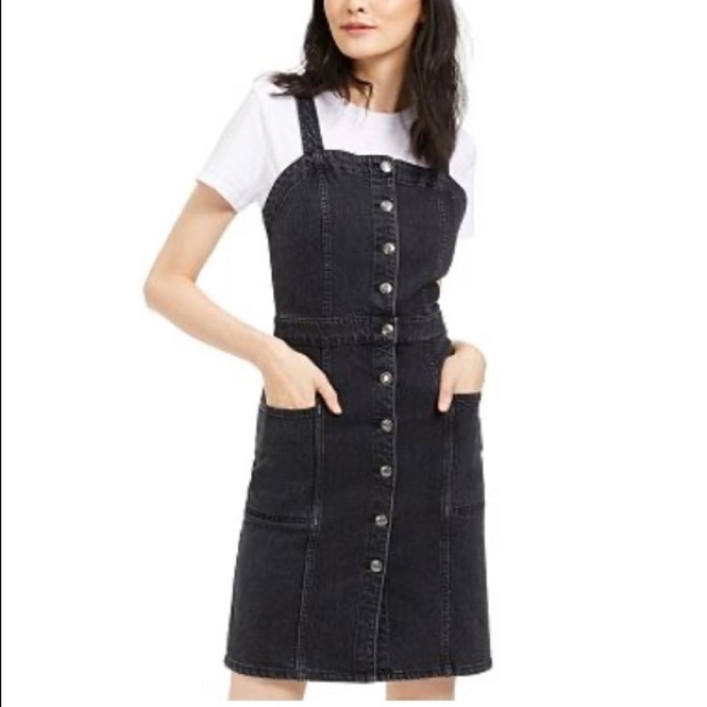OAT FITTED FRINT BUTTON OVERALL DENIM DRESS